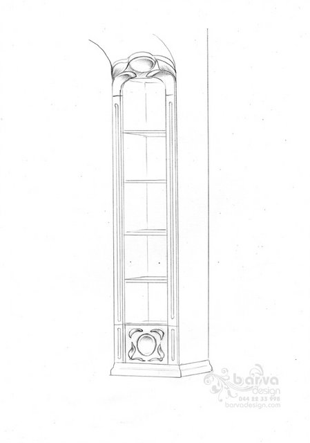 Ескіз шафи-колони з ліпниною